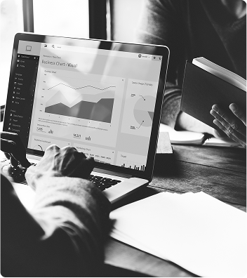 A futuristic dashboard on a laptop screen